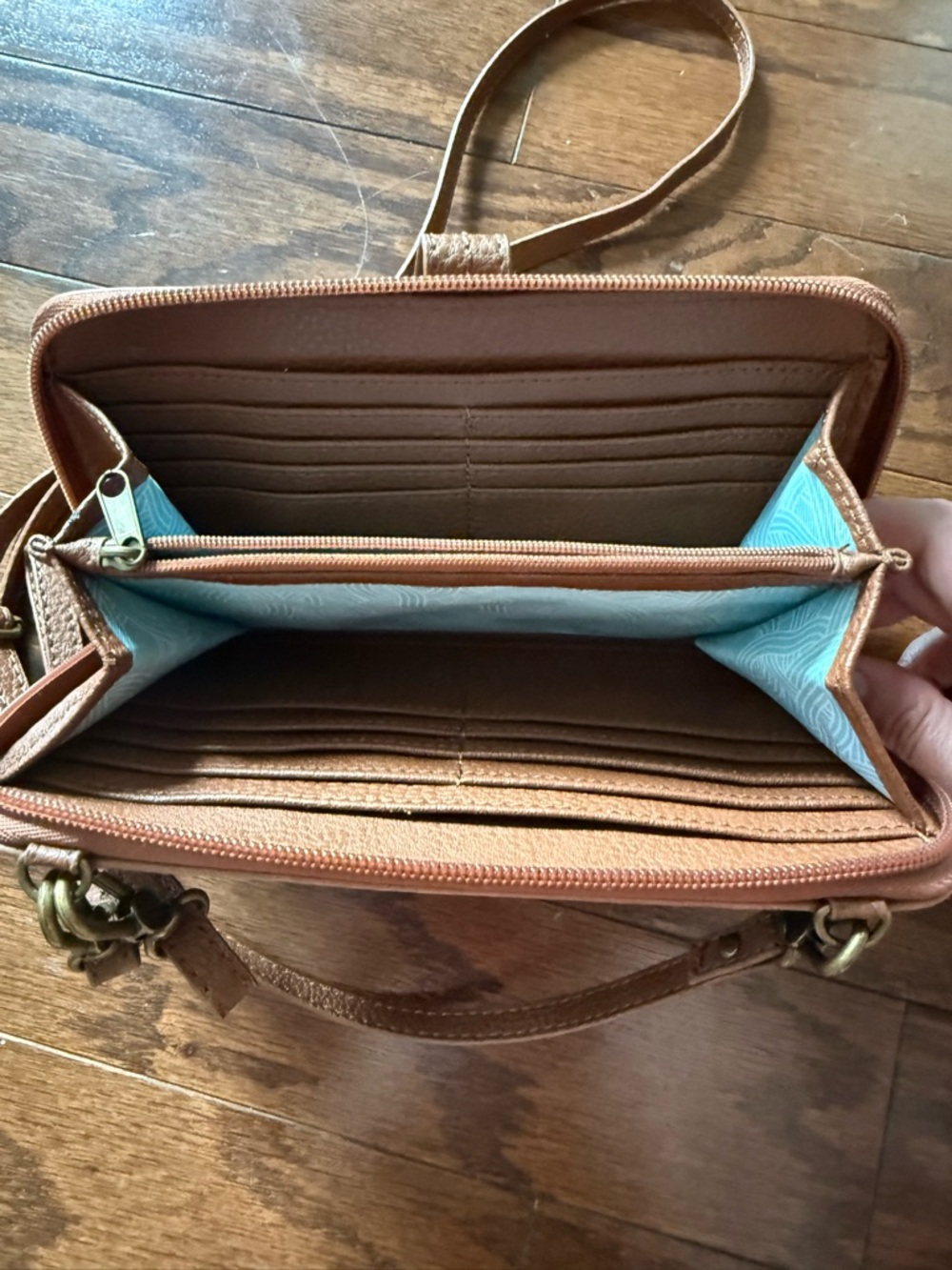 The Sak Brown Embossed Leather smartphone Crossbody Bag - Picture 8 of 11